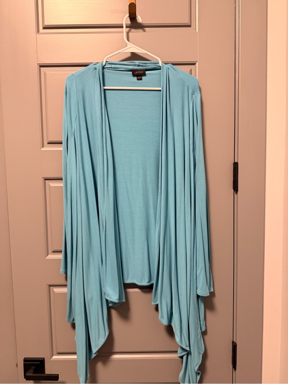 J. Jill Wear-ever Collection Turquoise Draped Open-Front Cardigan Sweater LARGE